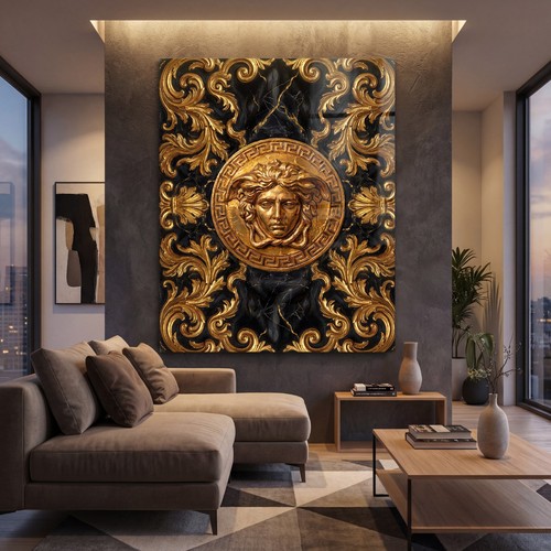Goldene medusa wandkunst - medusa,